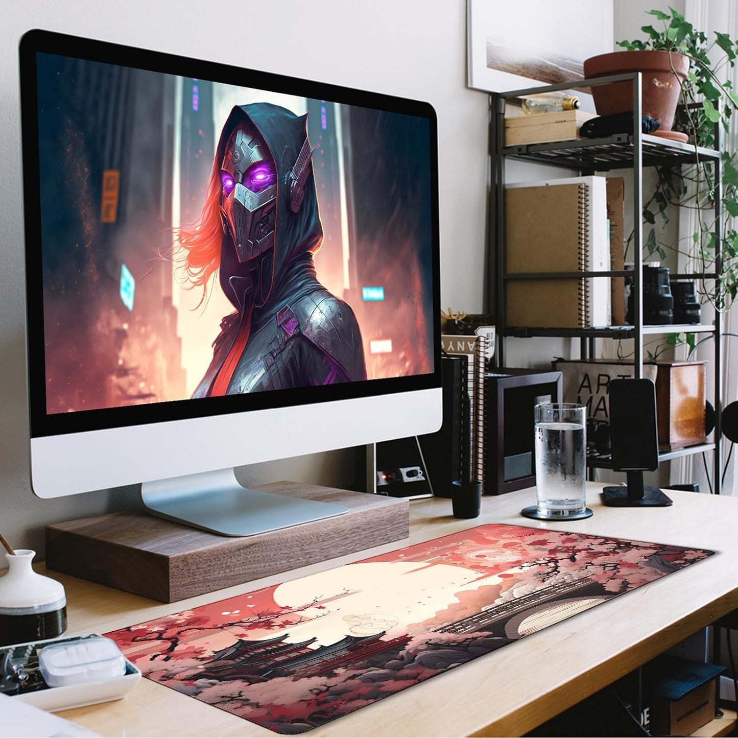 Japanese Large Gaming Mouse Pad with Stitched Edges, 35.4"x15.7" Large Extended Computer Pad, Mouse