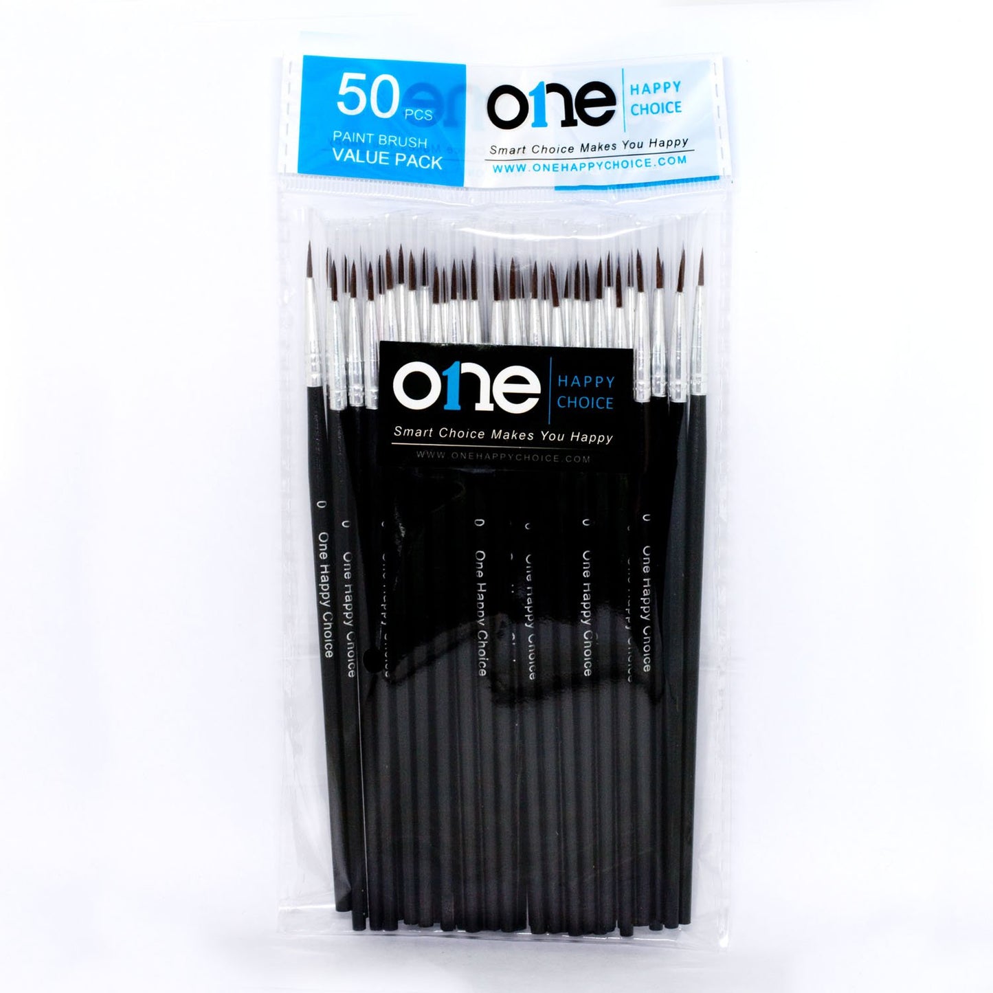 50 Pcs Fine Detail Synthetic Paint Brush Set, Pointed Round Size #0 Medium