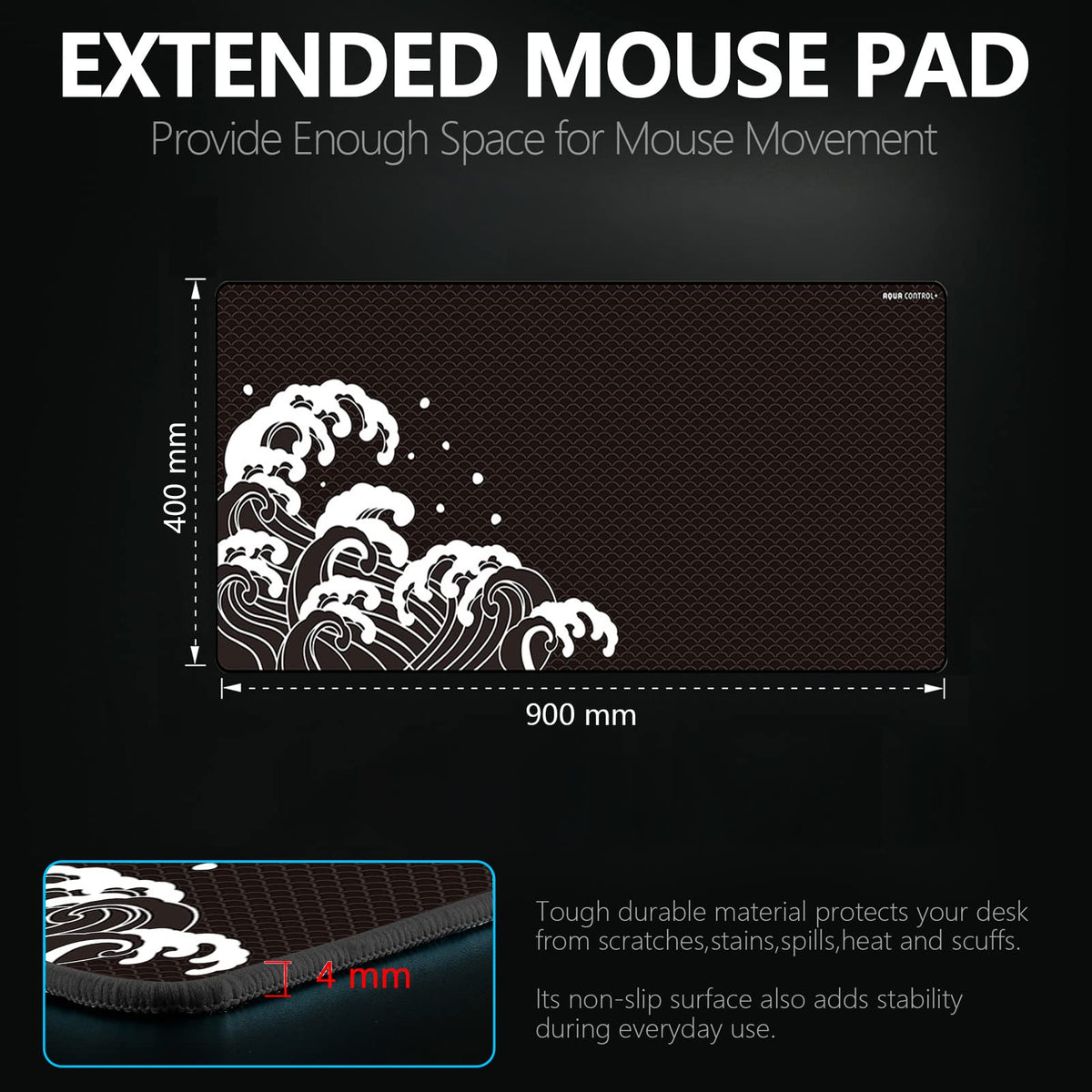 X-Raypad Aqua Control Plus Wave Gaming Mouse Pad, Ultra-High Precision Mouse Pad with Perfect Speed