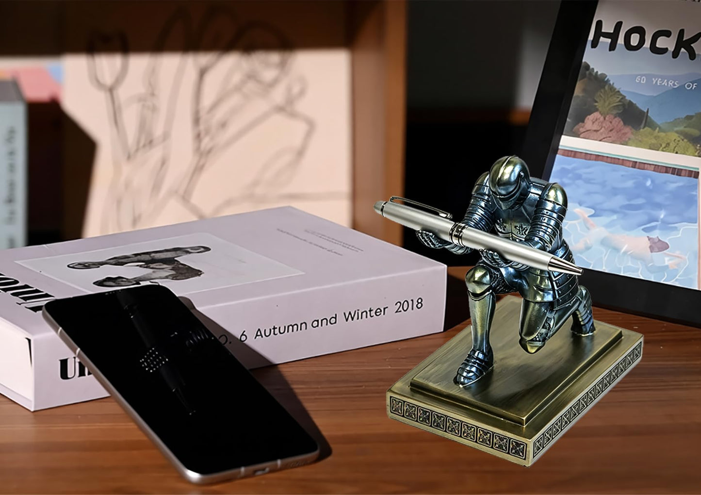 Soldier Executive Knight Pen Holder Personalized Desk Organizers Blue