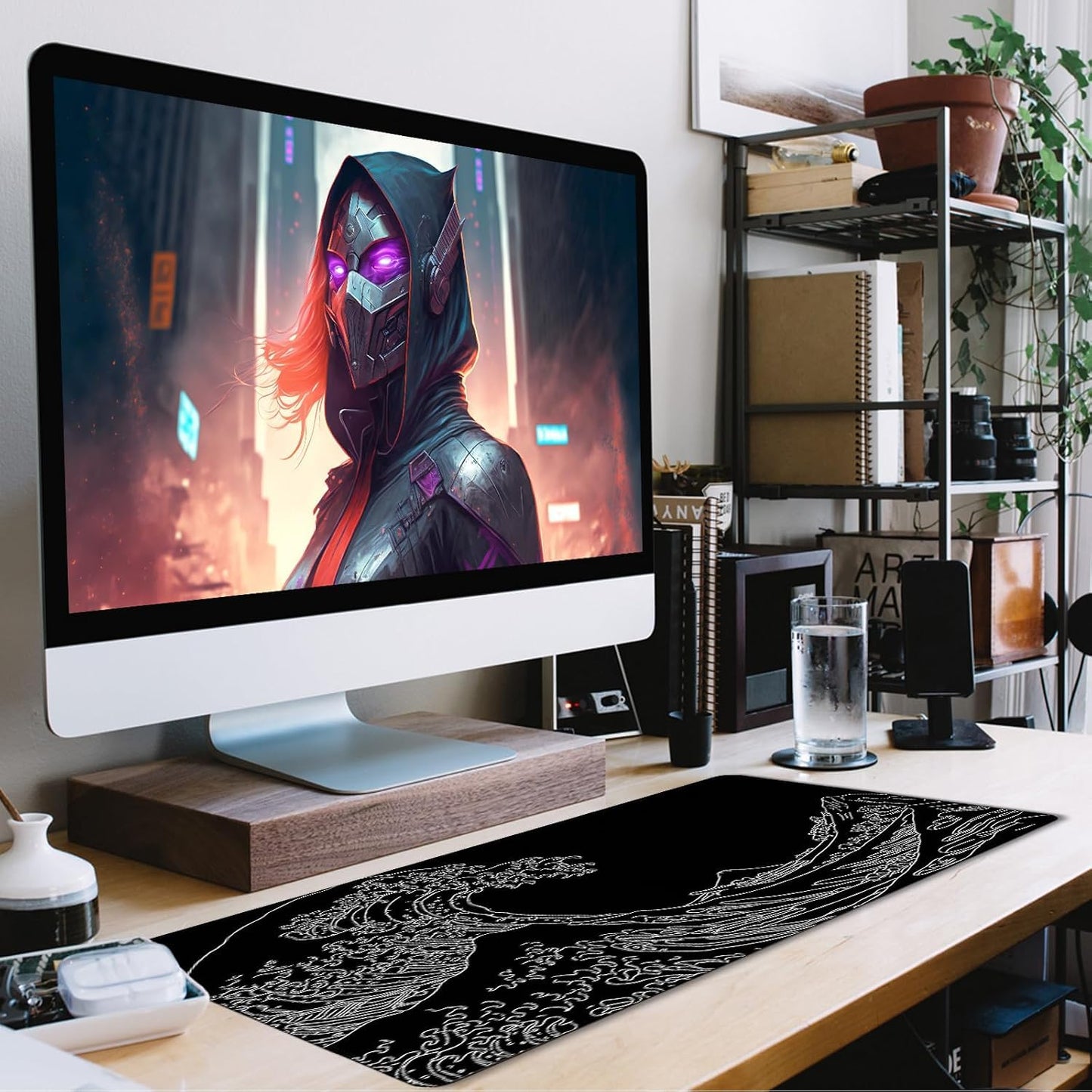 Japanese Sea Wave Mouse Pad for Gaming, Large Mouse Pad Extended 35.4x15.7 INCH Non-Slip Rubber