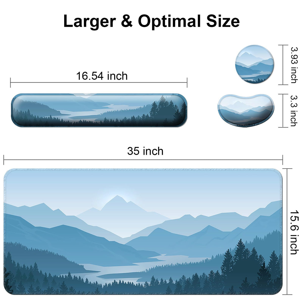 4 in 1 Mouse Pad and Keyboard Wrist Rest,Large Desk Mat,Coaster Set-Forest