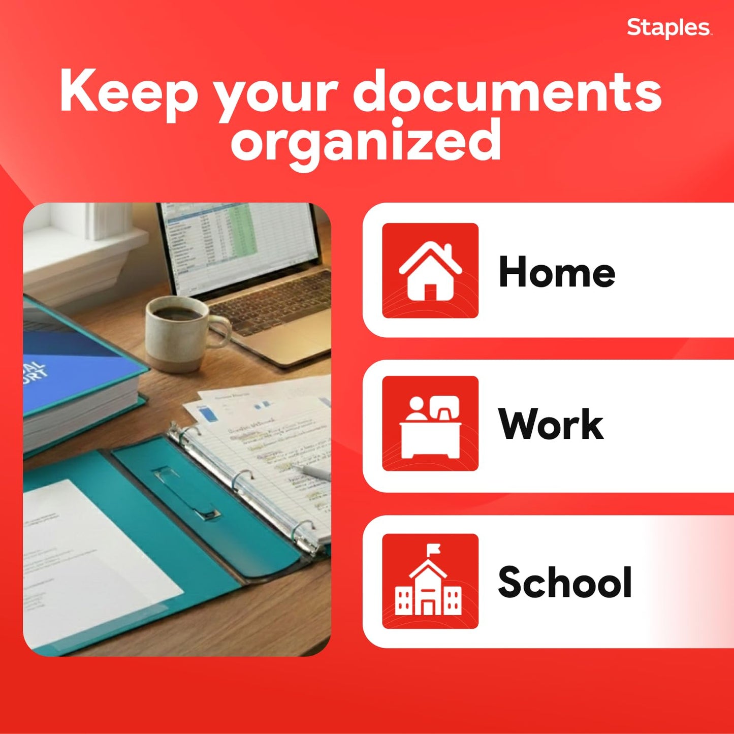 Staples Heavy-Duty 3-Inch D-Ring Binder, Teal, Holds 600 Sheets