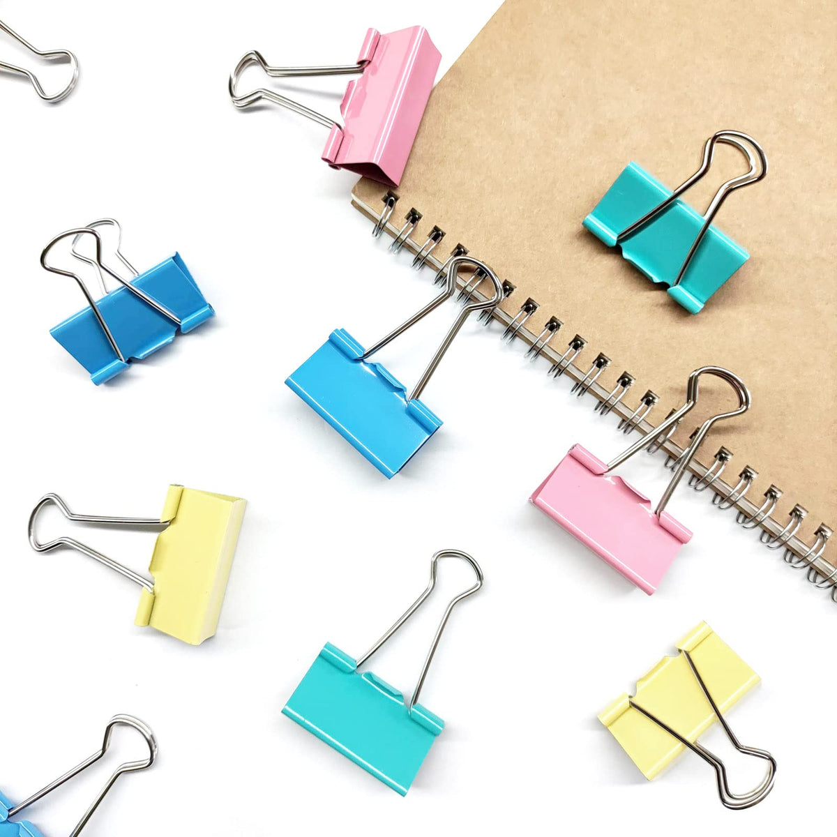 Ykimok Large Binder Clips, 1.6 inch, 24 Pack, Colored Binder Clips, Paper Clamps Large Size for