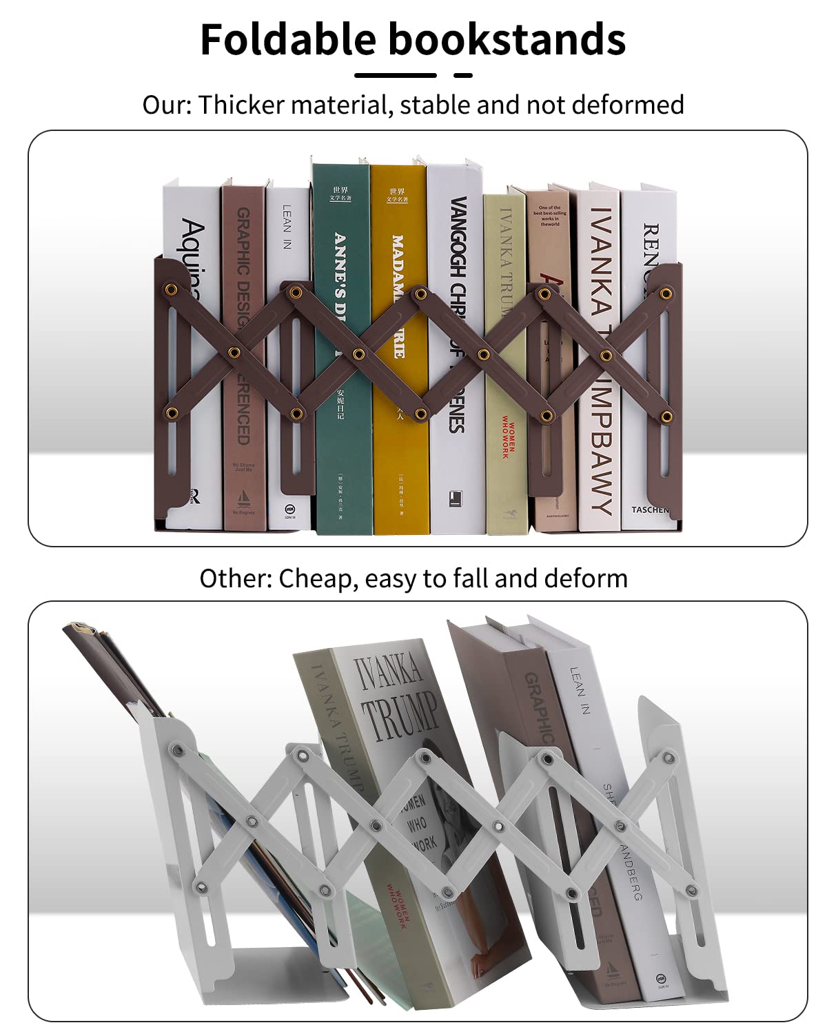MSDADA Adjustable Bookends, Book Ends for Heavy Books, Expandable Book Organizer for Desk, Shelf