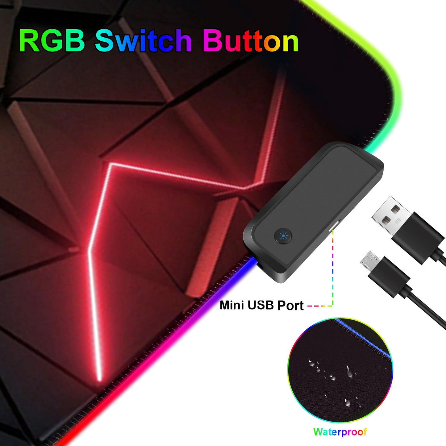 RGB Mouse Pad, Gaming Mousepad with 13 LED Light Modes