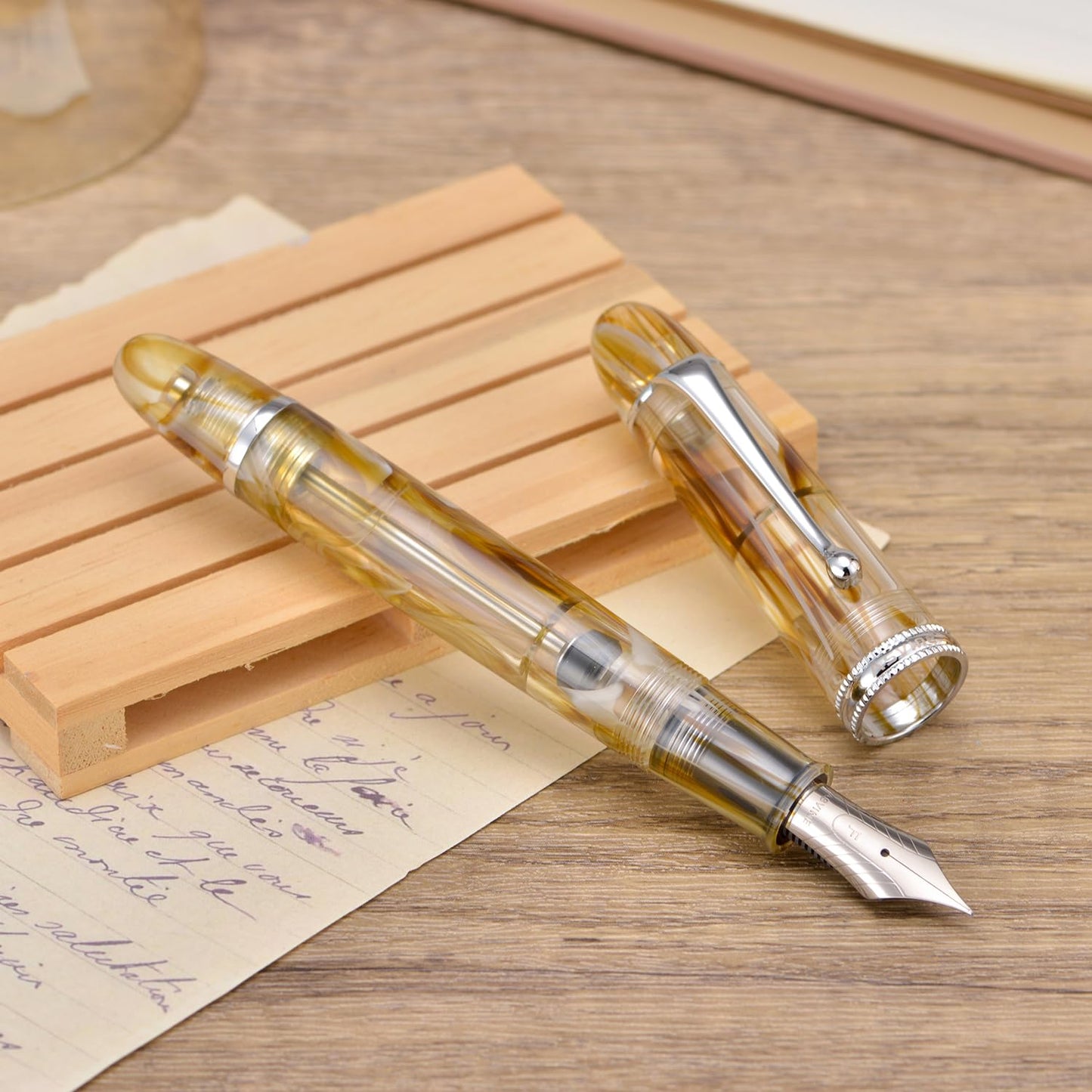 Asvine V800 Fountain Pen -Vacuum Filling System with Large Ink Capacity-Number 8 Stub Nib 1.1mm