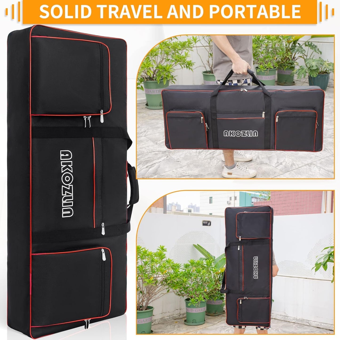 AKOZLIN 61 Key Keyboard Case, Soft Padded Keyboard Gig Bag, Piano Bag