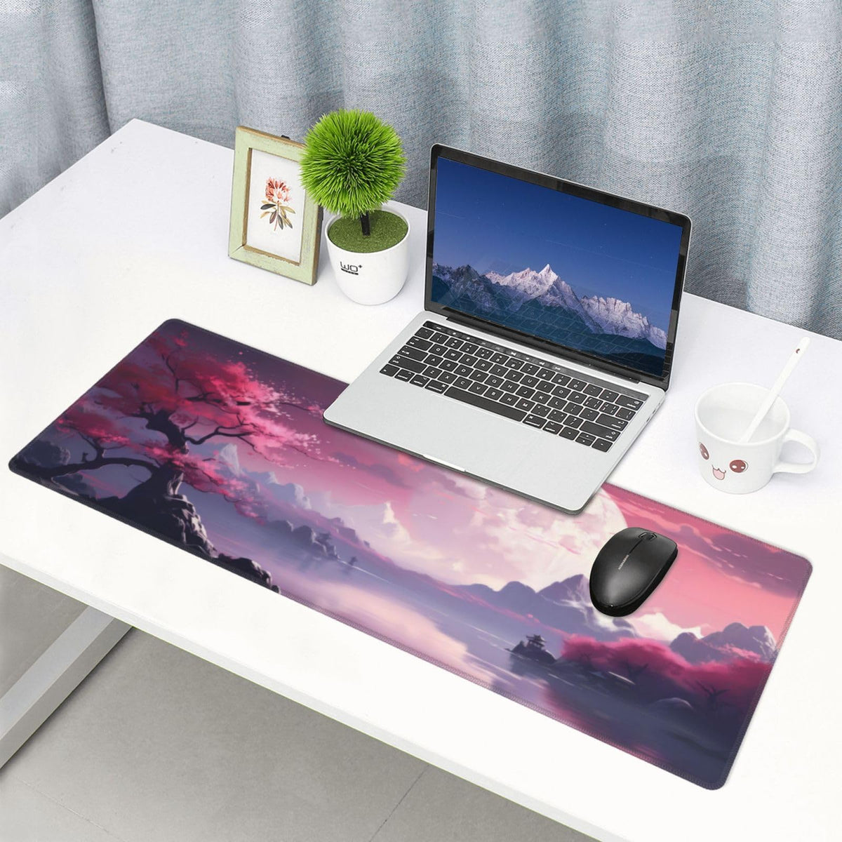 Watercolor Japanese Large Gaming Mouse Pad,Japanese Mouse Pad 31.5 x 11.8 in Mat Desk Pad,Large