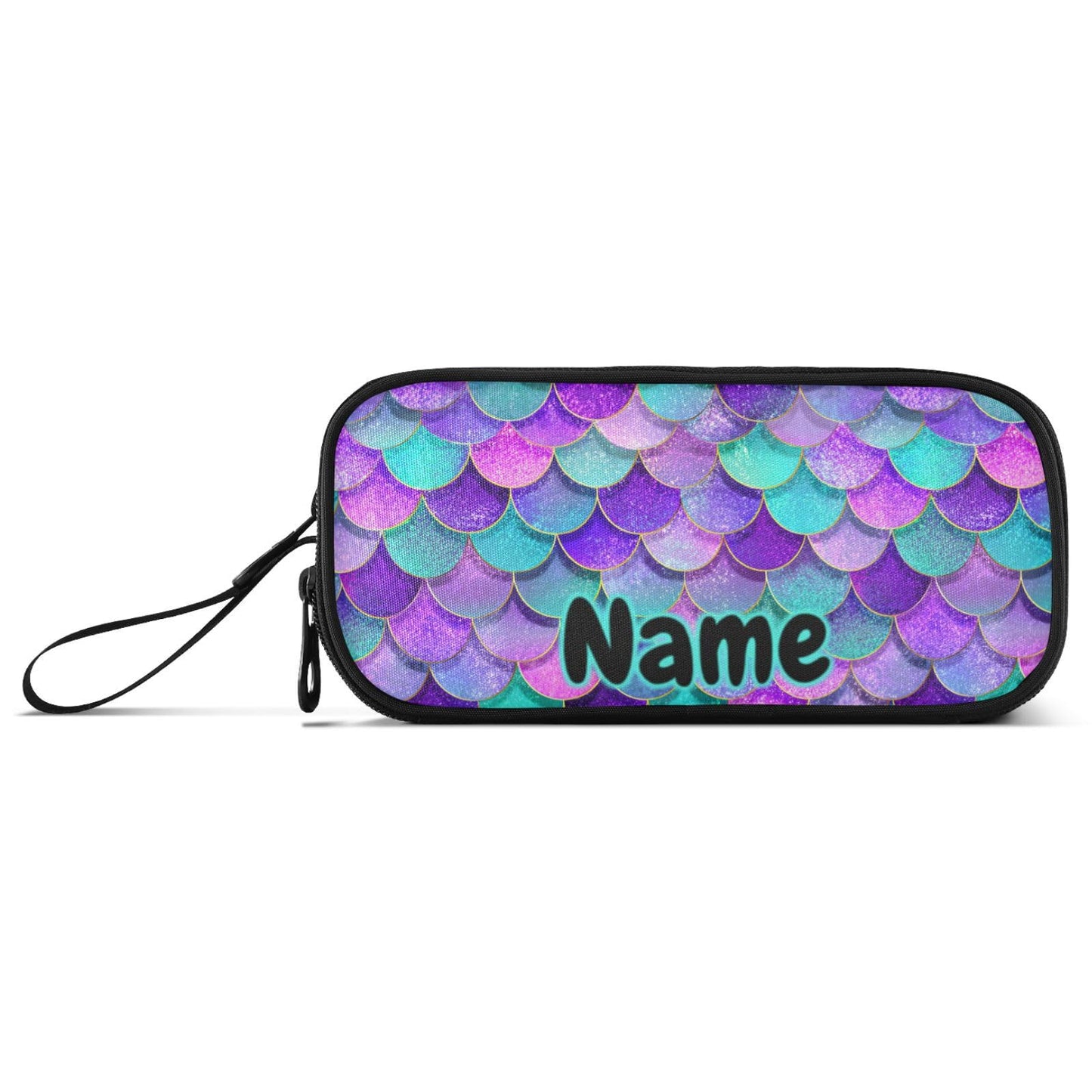 BOENLE Custom Mermaid Scales Pencil Case Box Boys Girls Personalized Name Large Pencil Pouch