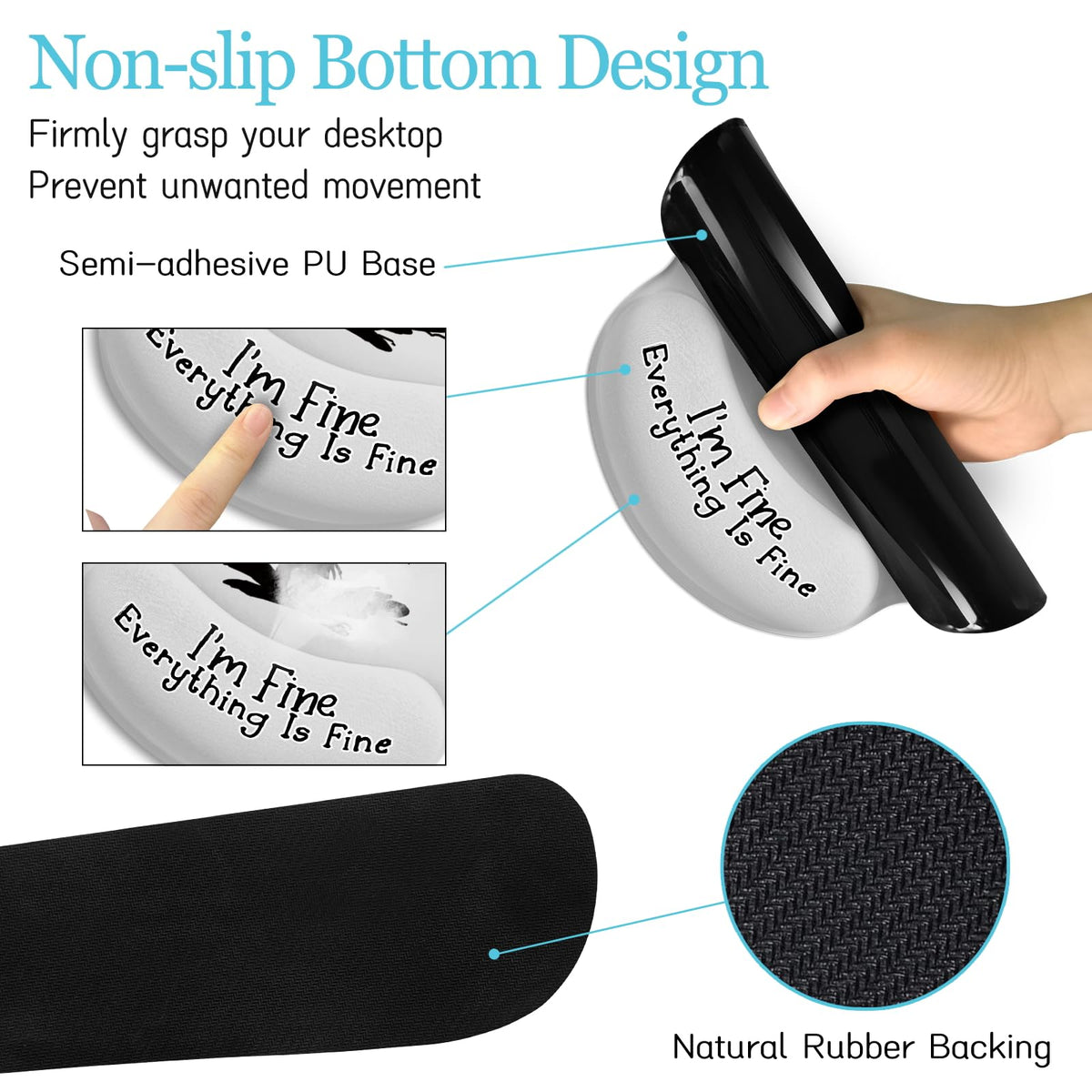 LIMKRIAN Large Gaming Mouse Pad Desk Mat Set, Funny Black Cat Desk Decor