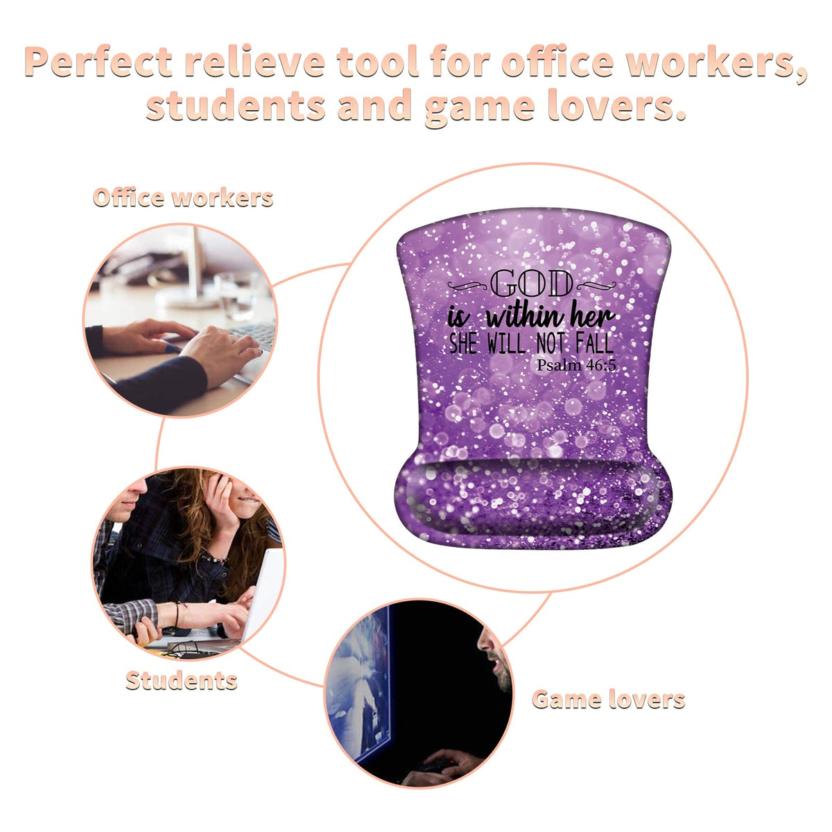 Ergonomic Mouse Pad with Wrist Support Gel Mouse Pad with Wrist Rest, Comfortable Computer Mouse