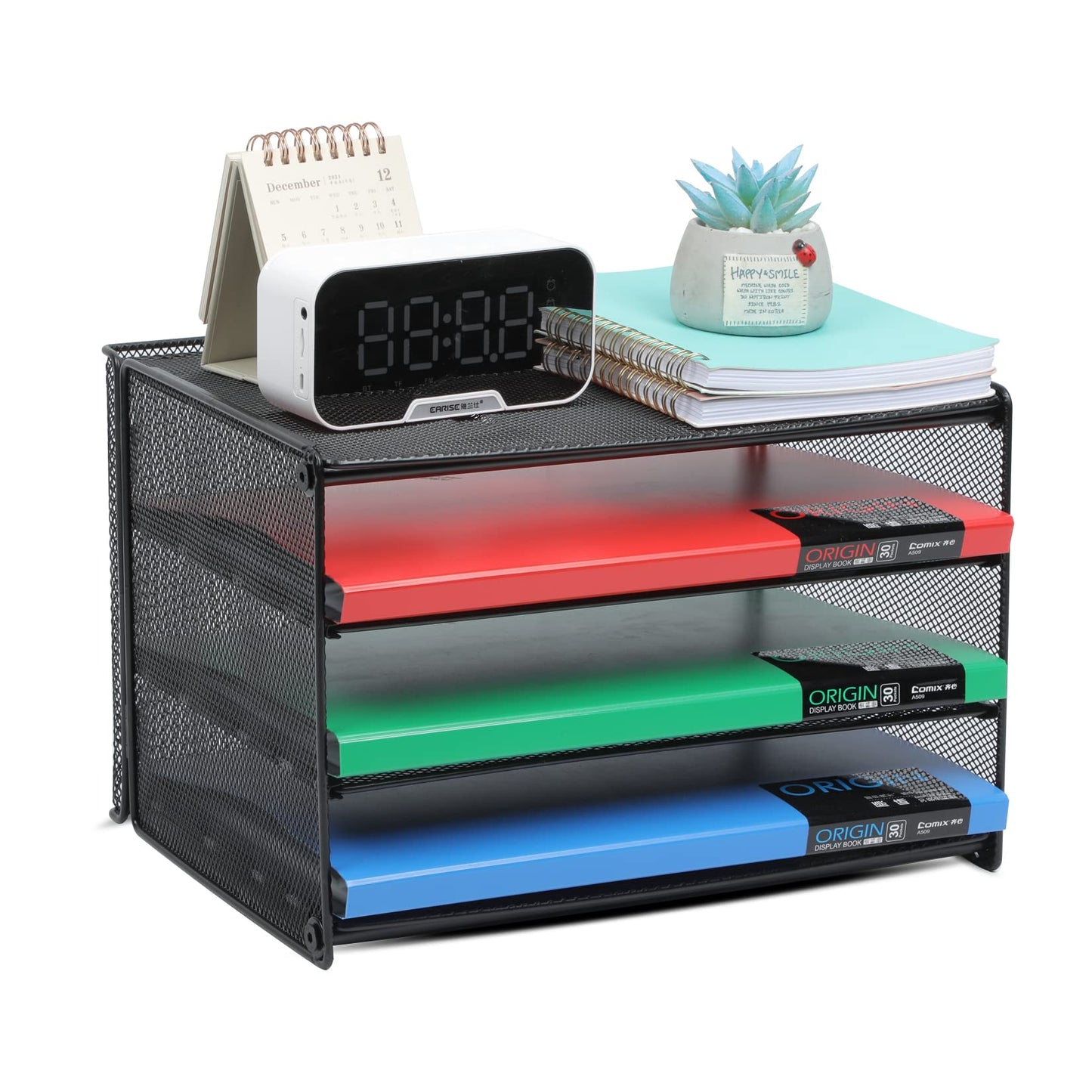 Samstar 2 Pack Paper Letter Tray, 3-Tier Desk File Organizer Paper Sorter Letter Shelf Rack, Mesh