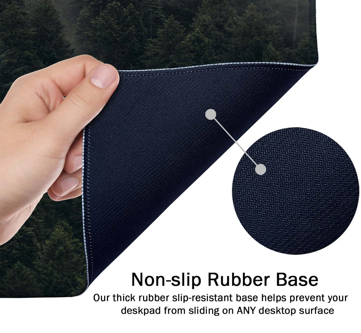 SSOIU Pine Trees Desk Pad, Extended Gaming Mouse Pad (35.5x15.7 in), Large Non-Slip Rubber Base