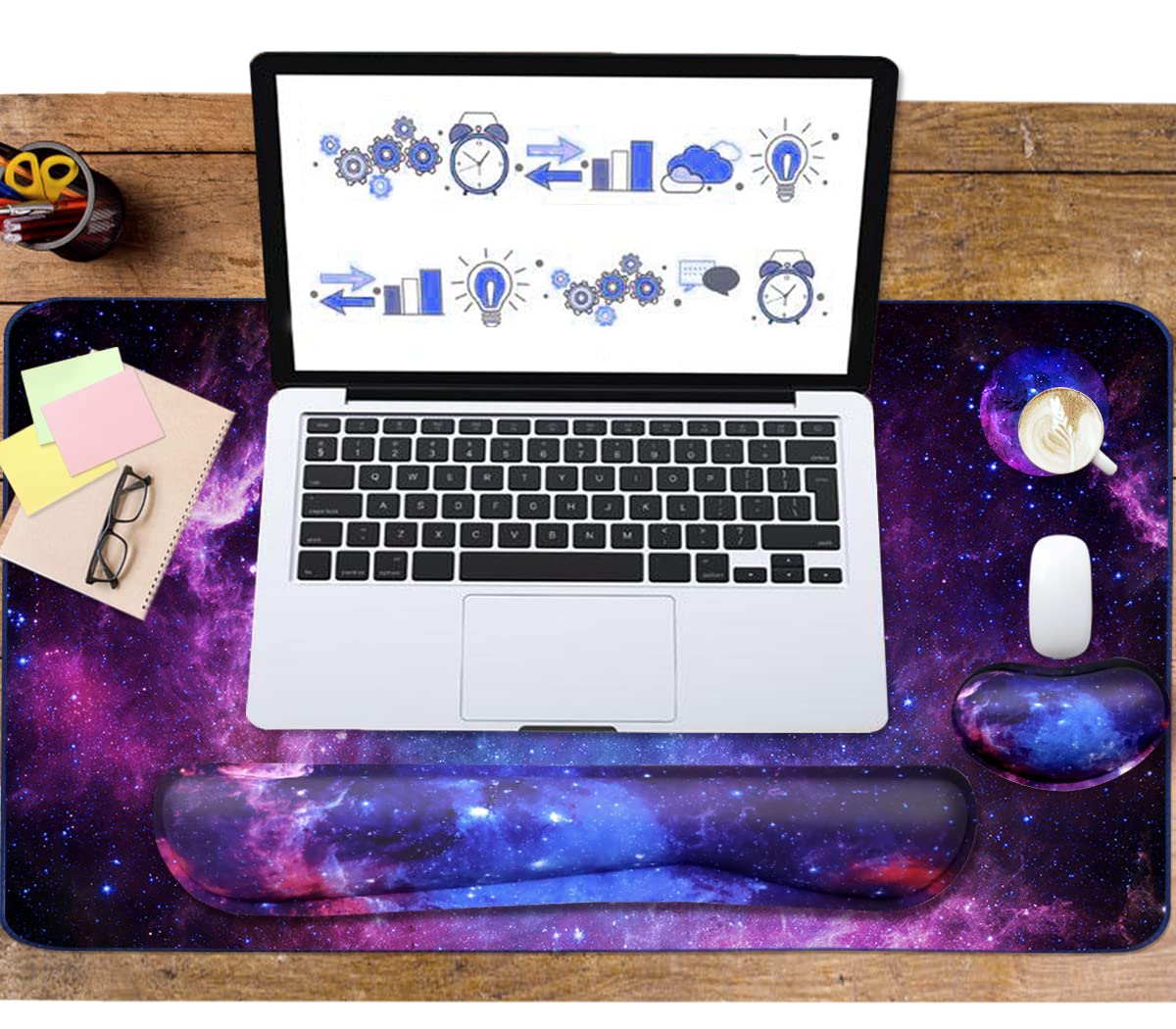 Large Mouse Pad and Keyboard Wrist Rest, Desk Pad for Keyboard and Mouse, 4-in-1 Large Gaming Mouse