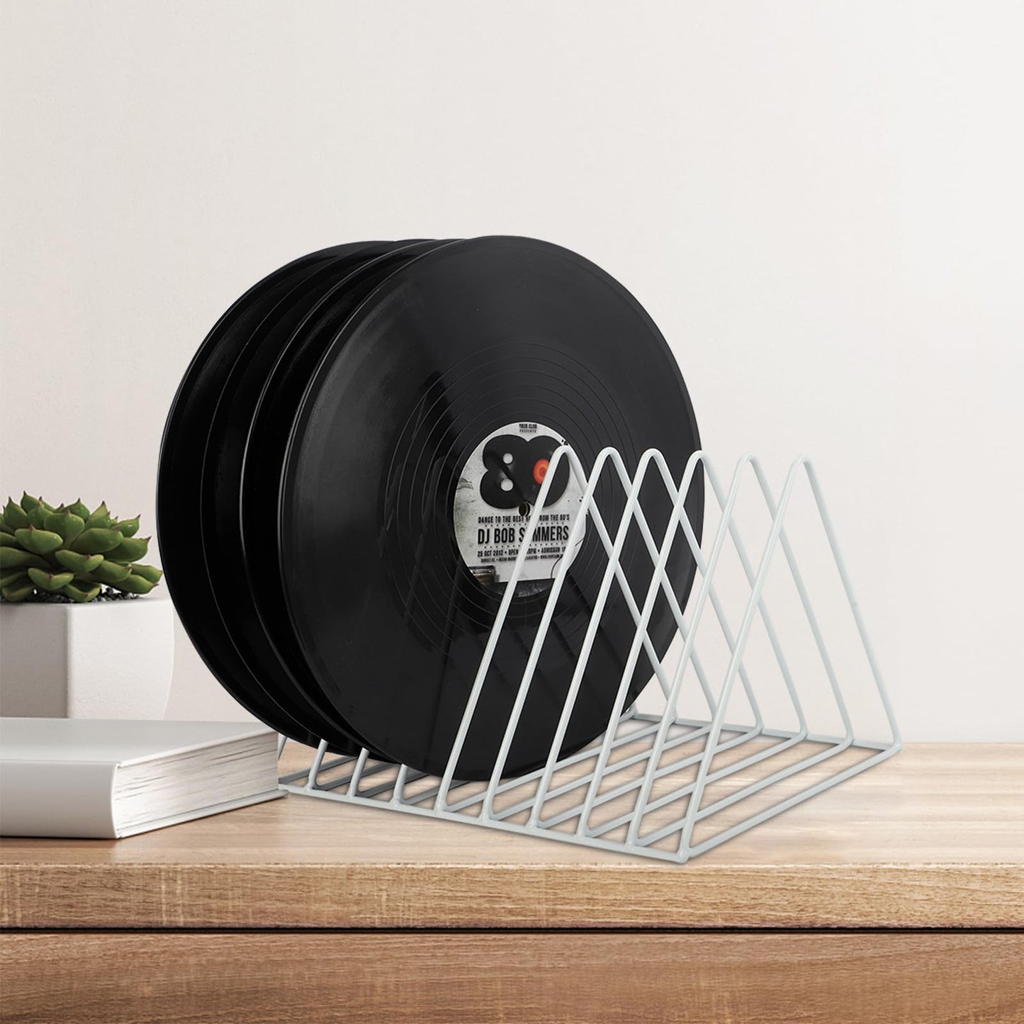 EASEPRES Vinyl Record Holder Storage, 9 Slot Metal Magazine Book Album Display Rack, Stylish