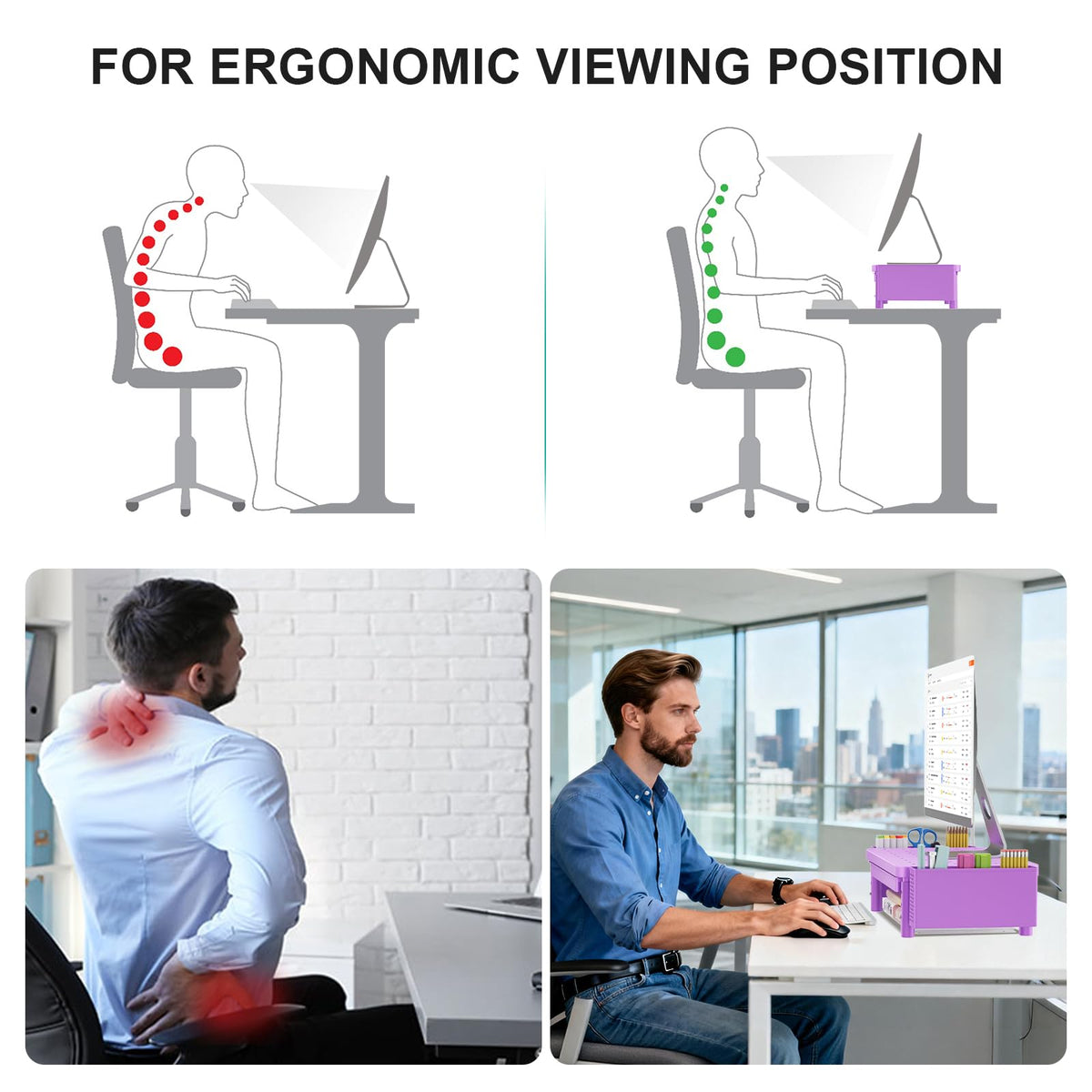 WALI Computer Monitor Stand with Storage and Pen Holder