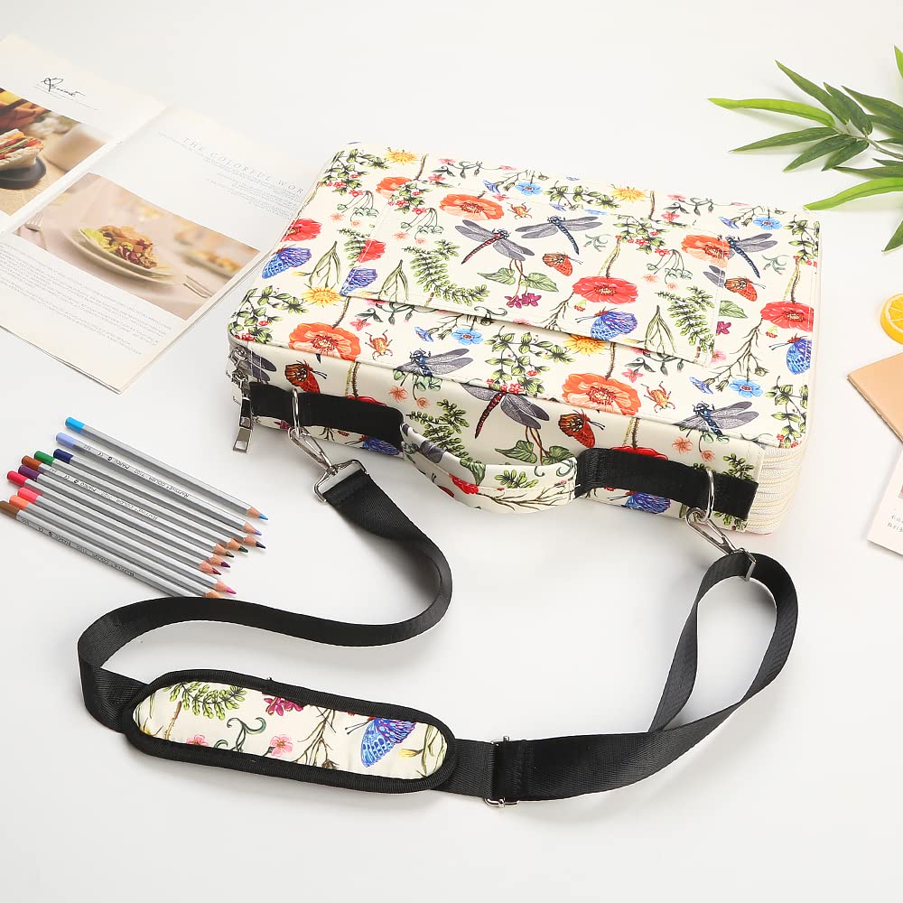 Lbxgap 384 Slots Pencil Case, 4-Layer Organizer with Shoulder Strap