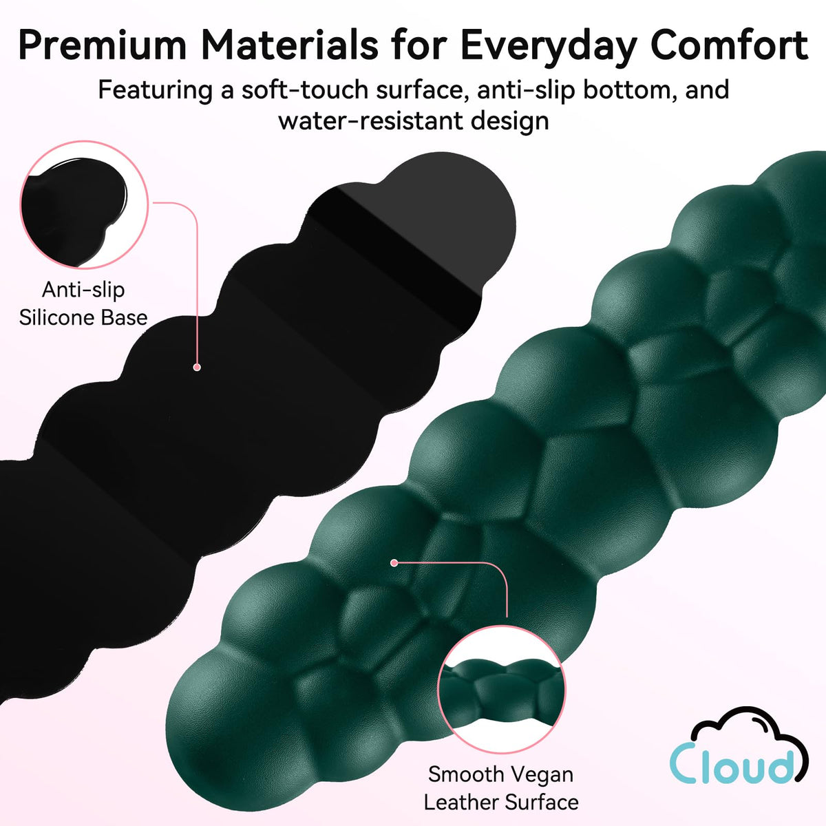 Sushret Cloud Wrist Rest for Computer Keyboard and Mouse Pad Set,Dark Green