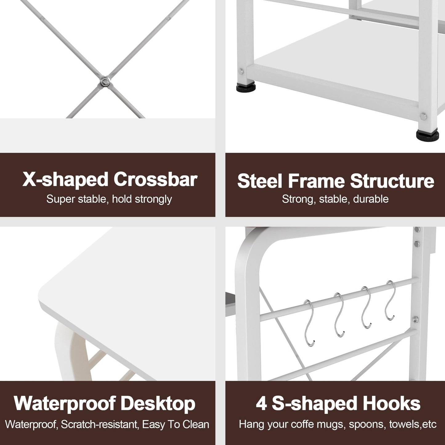 DlandHome 35.4 inches Microwave Cart Stand Kitchen Utility Storage 3-Tier for Baker Rack & Spice