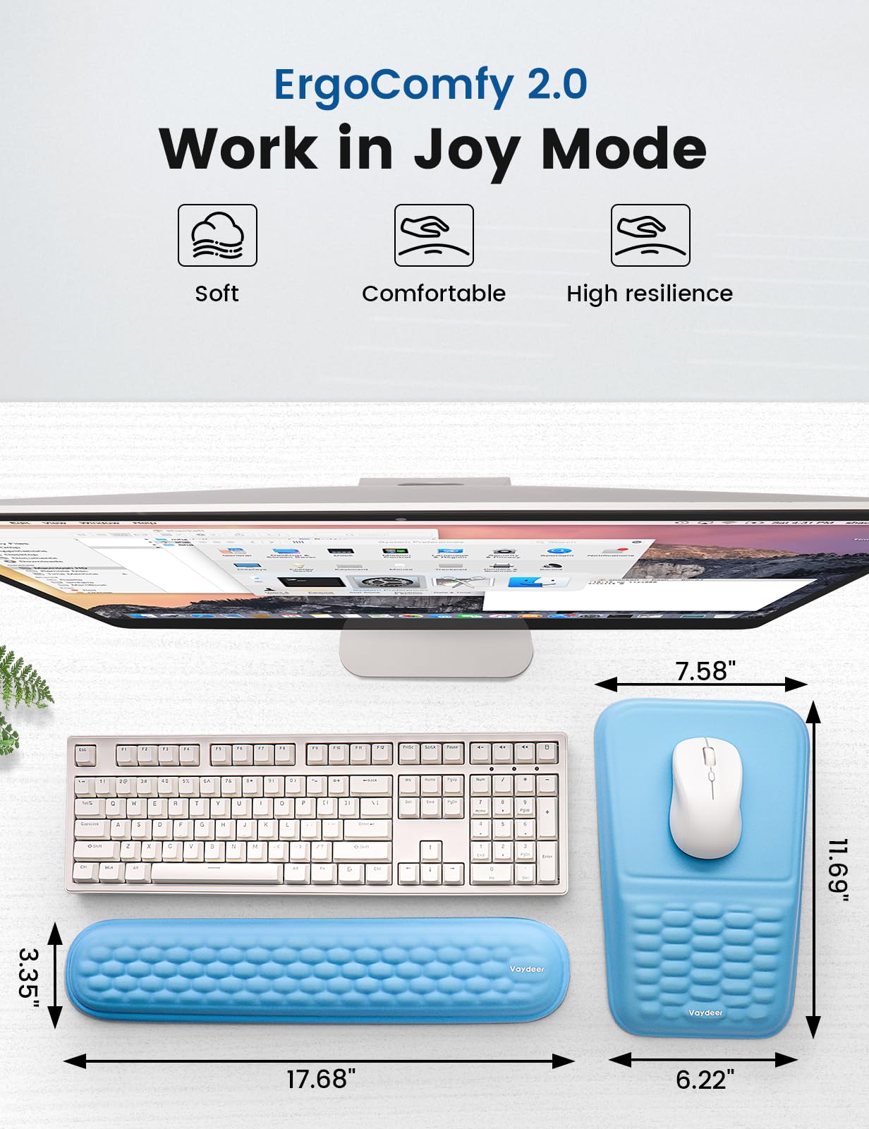 2-in-1 Keyboard & Mouse Wrist Rest Set – Ergonomic Pain-Relief Support, Memory Foam Wrist Cushion