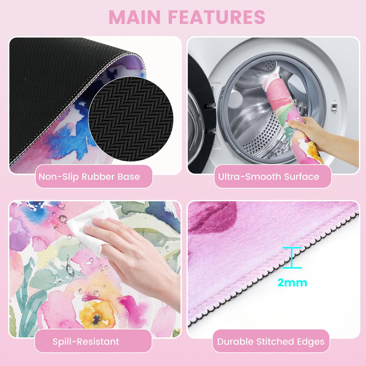 HAOCOO Mouse Pad with Wrist Rest, Large Desk Mat, Ergonomic Keyboard Wrist Support, 4pcs Computer