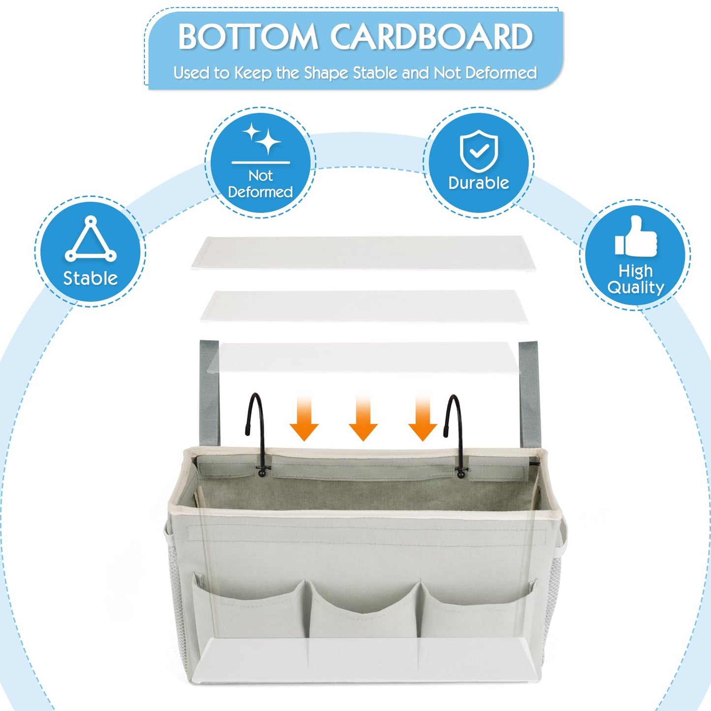 Ozzptuu Bedside Caddy Bedside Storage Bag for Headboards/Bunk Bed