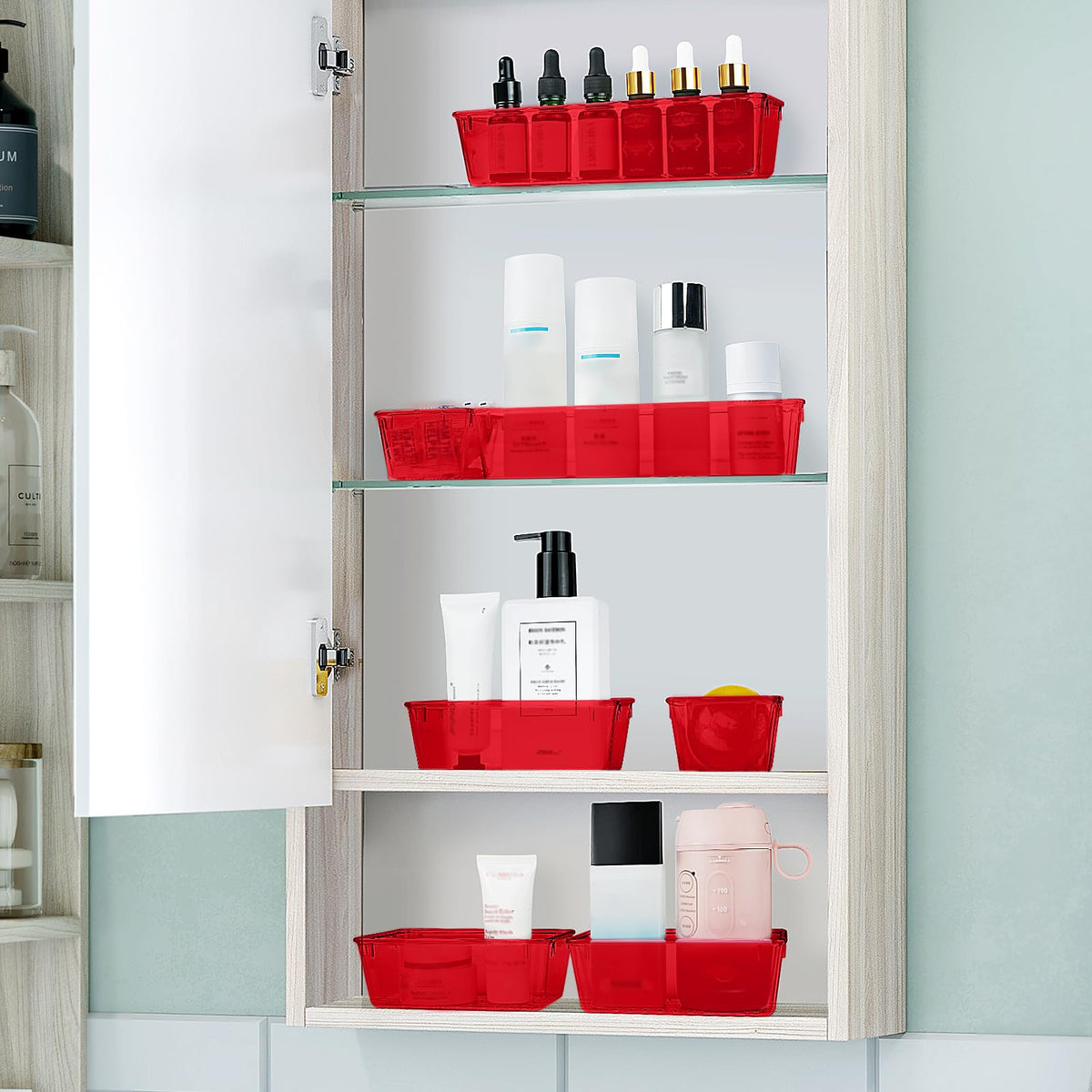 25 PCS Plastic Drawer Organizer Set, Makeup Organizers and Storage Bins