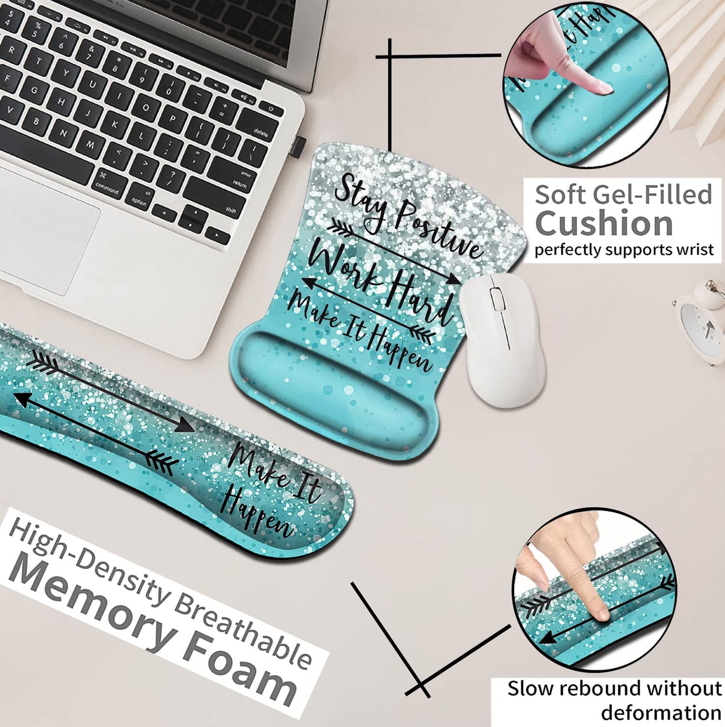 Mouse Pad with Wrist Support, Ergonomic Gel Mouse Pad Memory Foam Keyboard Wrist Rest, Suitable for