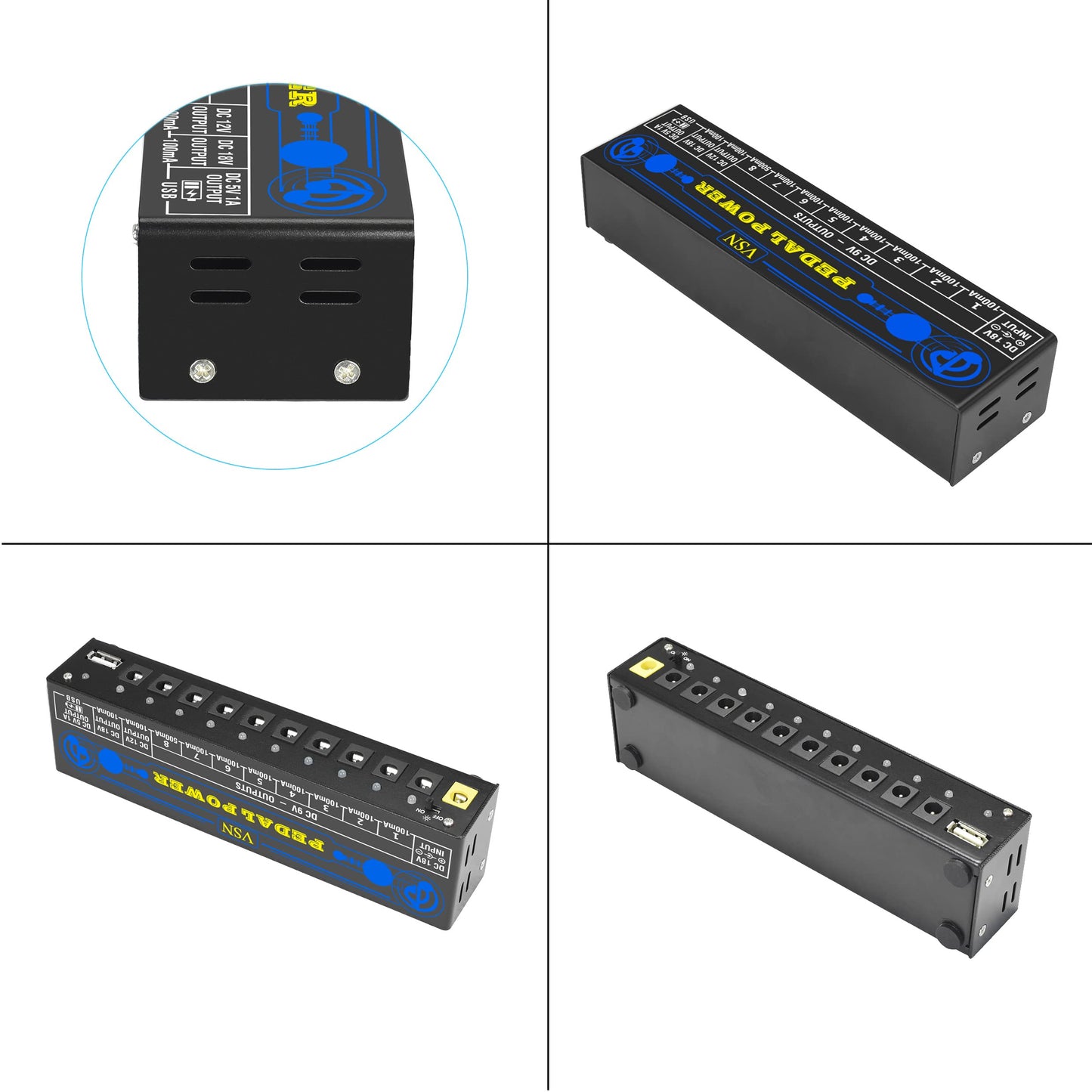 VSN Guitar Pedal Power Supply 10 Isolated DC Output for 9V/12V/18V Guitar Bass Effect Pedals with