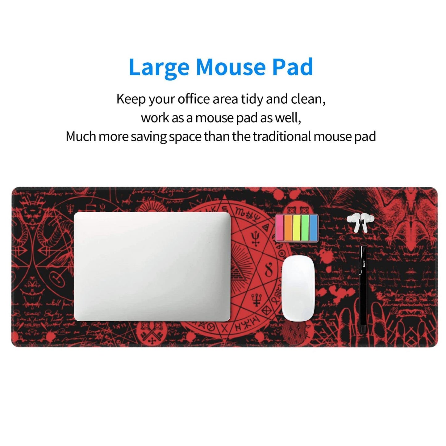 Vintage Mystic Goth Witchy Mouse Pad Extended Large Gaming Mouse Pad XL Oversized Desk Pad Stitched