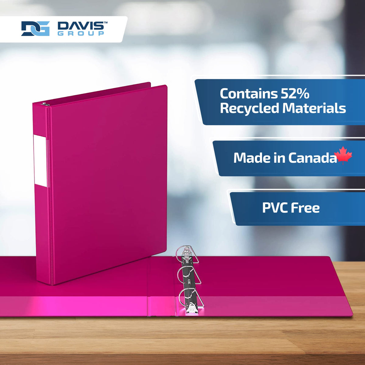 Premium Economy 3-Ring Binder, Spine Label, 1" D Rings, Pink, 6 Pack