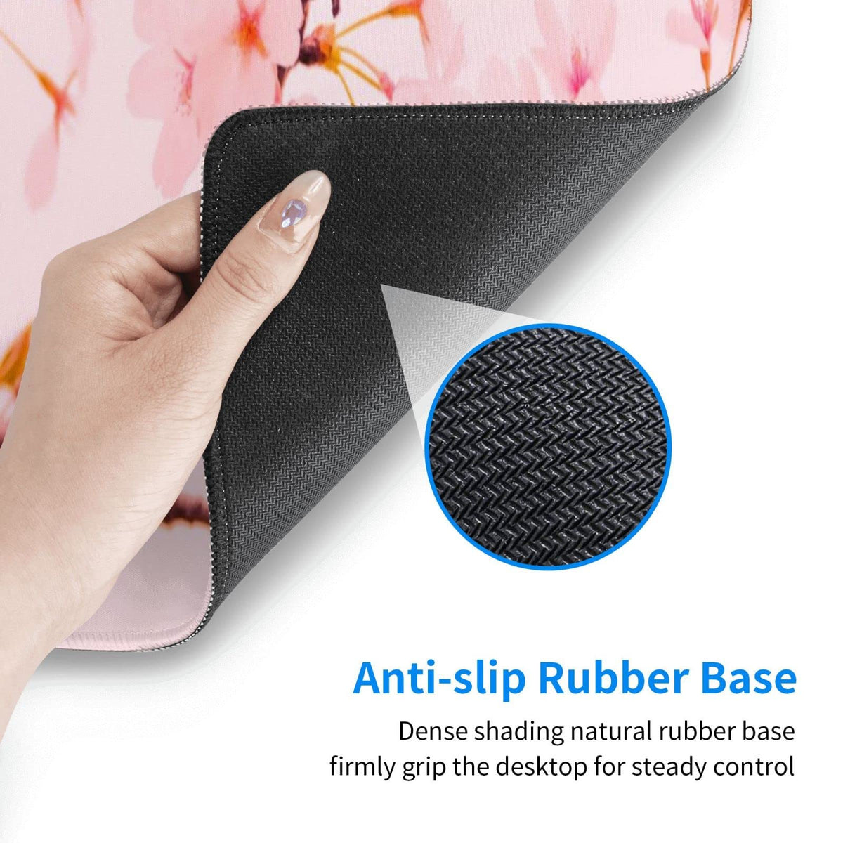 CAIJIZHO Sakura Cherry Blossom Gaming Mouse Pad XXL Large Office Desk Mat Non-Slip Waterproof Long