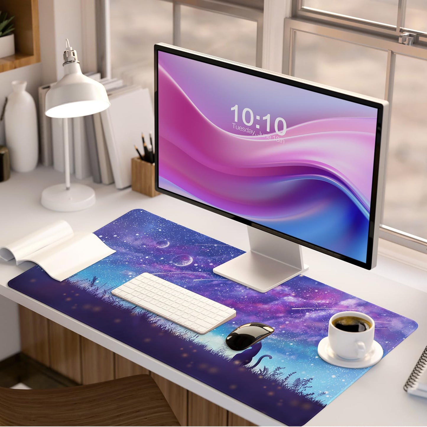 Lokigo Gaming Mouse Pad, Large Mouse Pad for Desk, Desk Mat Extended Mousepad, Cute Purple DeskPad