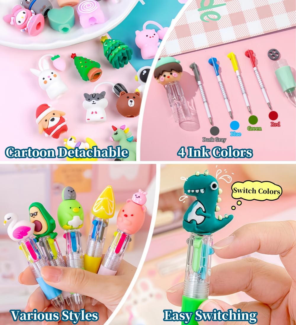 Oneshow 50 Pack Teacher Reward Pens, Mini 4-in-1 Multicolor Ballpoint Pen