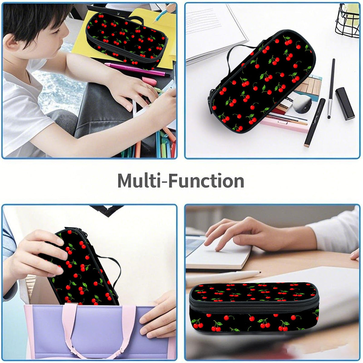 Droerfes Cherry Pencil Case Pencil Pouch Large Capacity Pen Bag School Office Organizer Stationery