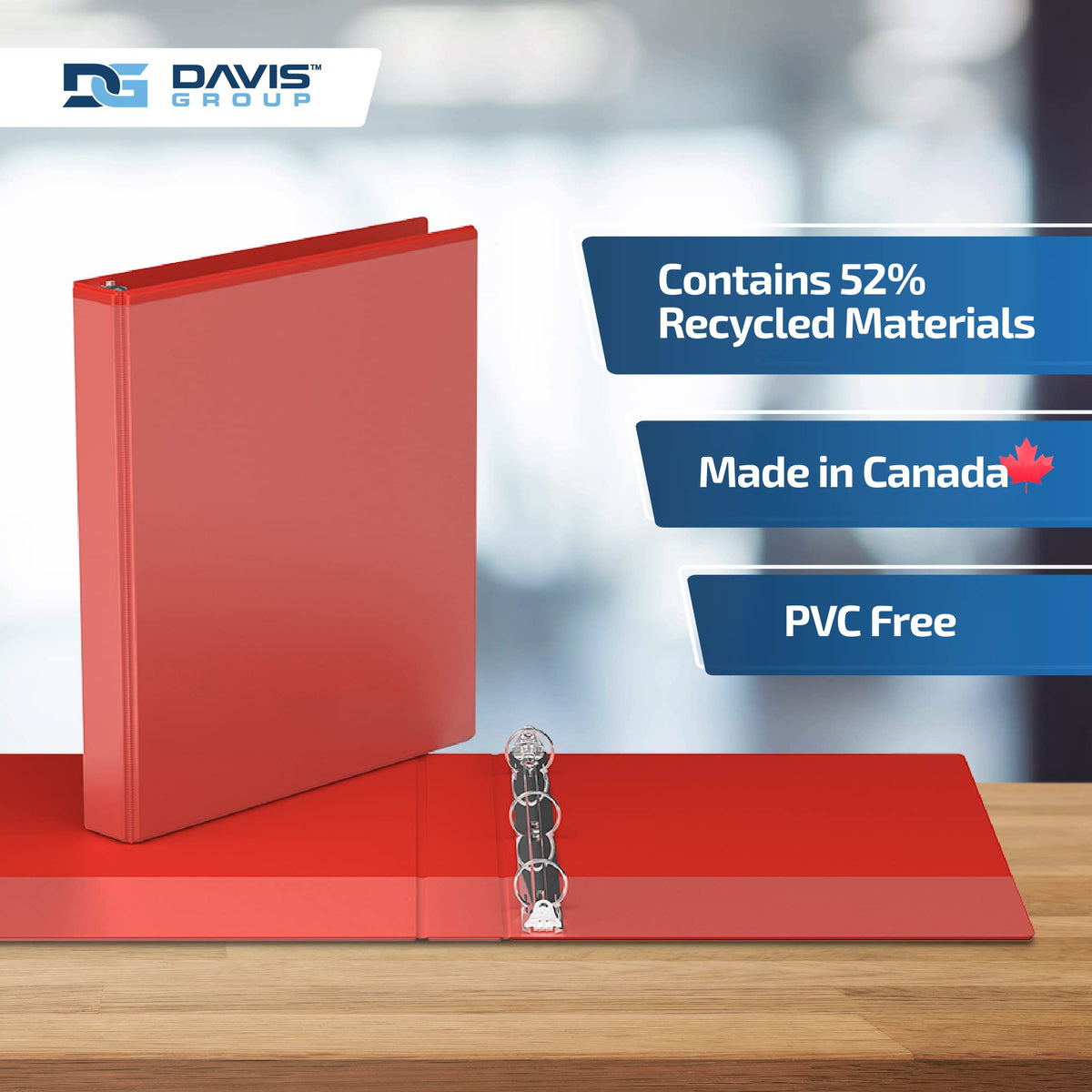 Easyview 3-Ring Binder, Clear-View Cover, 1" Round Rings, Red, 6 Pack
