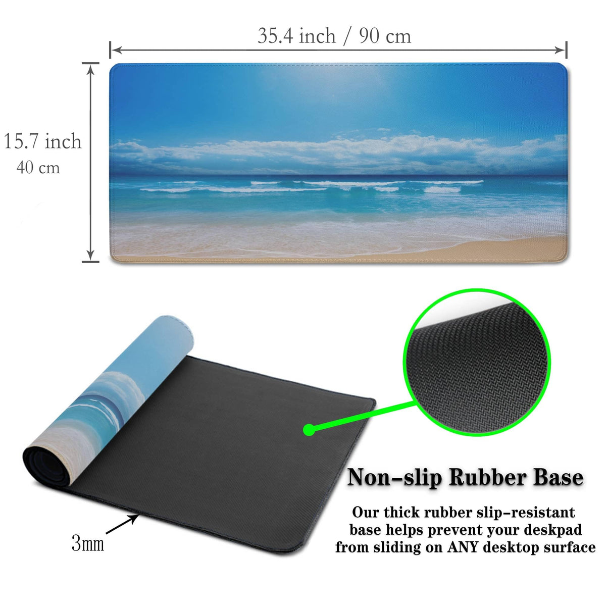 Samgula Desktop Mouse Pad Blue Full Desk Mat Large Mouse Pads Desktop Mats Large Mouse Mat Non-Slip