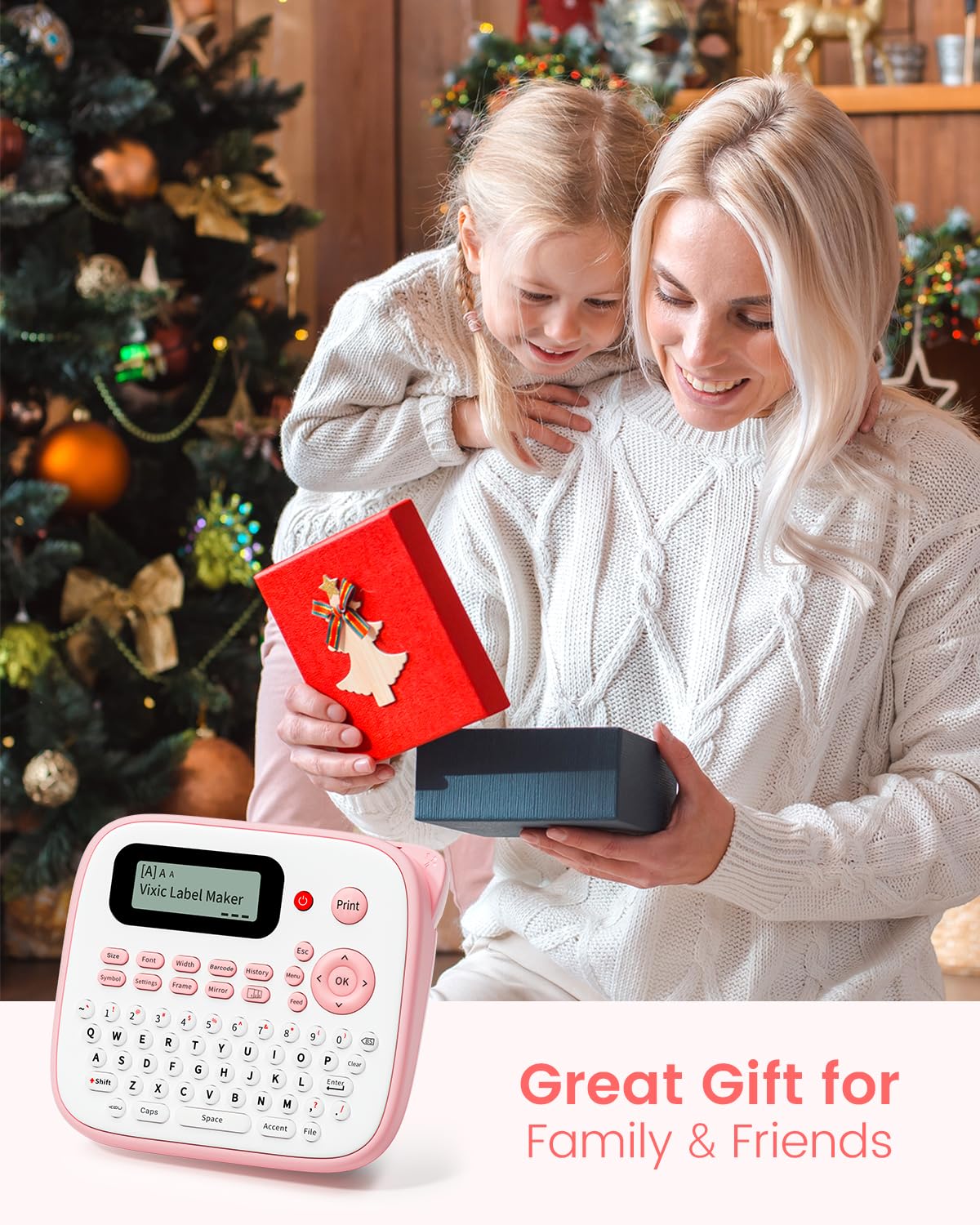 Vixic Pink Label Maker, D210S Label Maker Machine with Tapes Waterproof