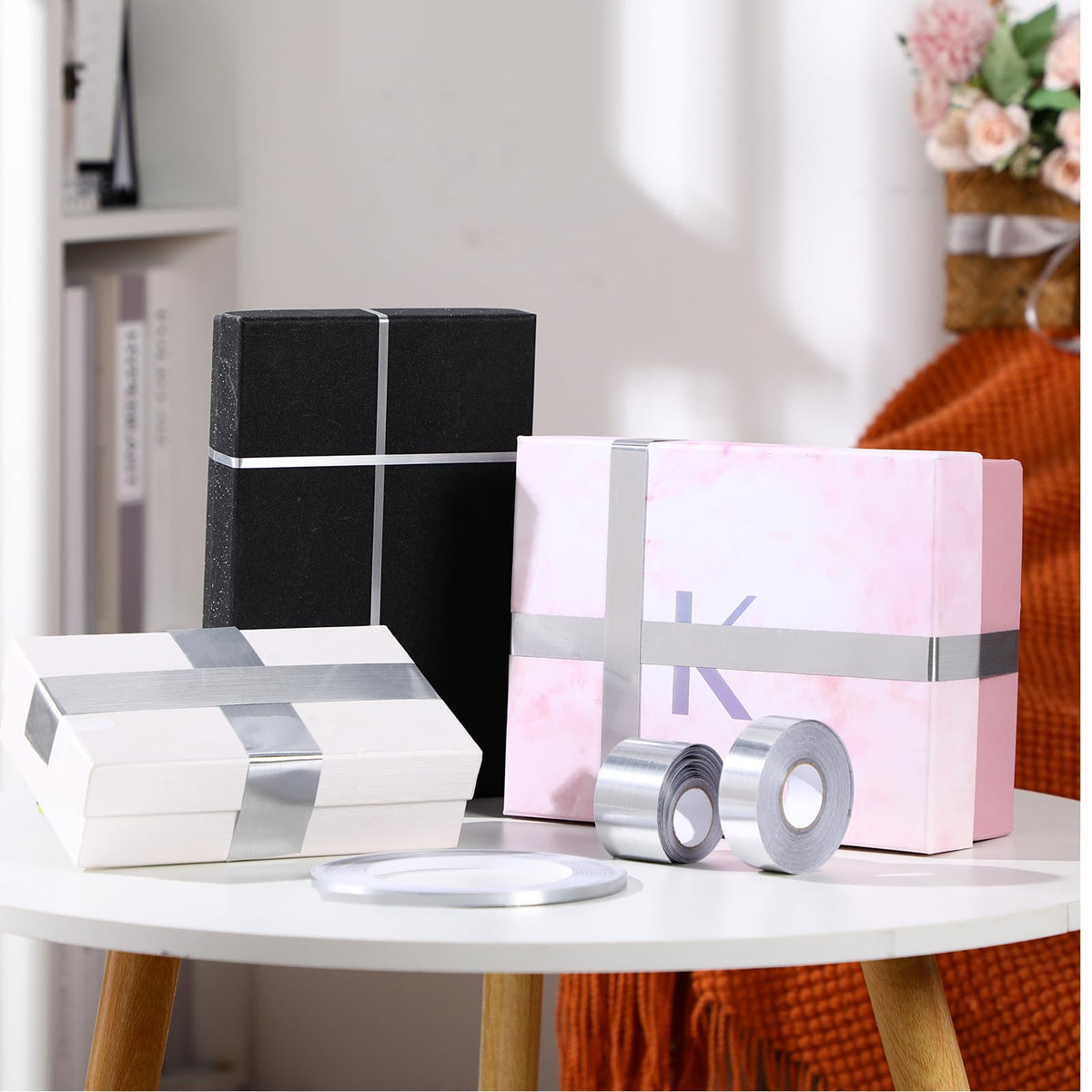 Zonon Silver Washi Tape for Wall Decor Self Adhesive 5/20/35mm