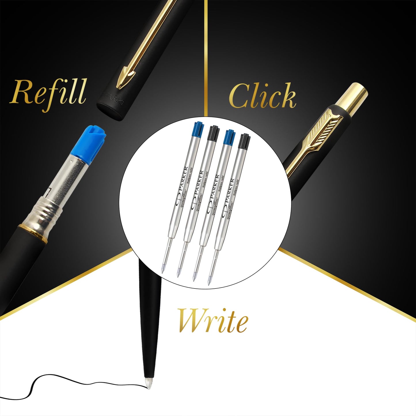 Parker Classic Matte Black Gold Trim Ball Pen