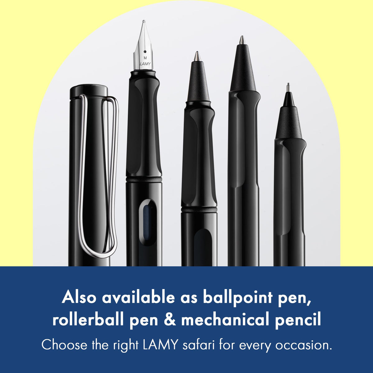 LAMY safari black - Fountain Pen with ergonomic grip & polished steel nib in size M - ideal for any