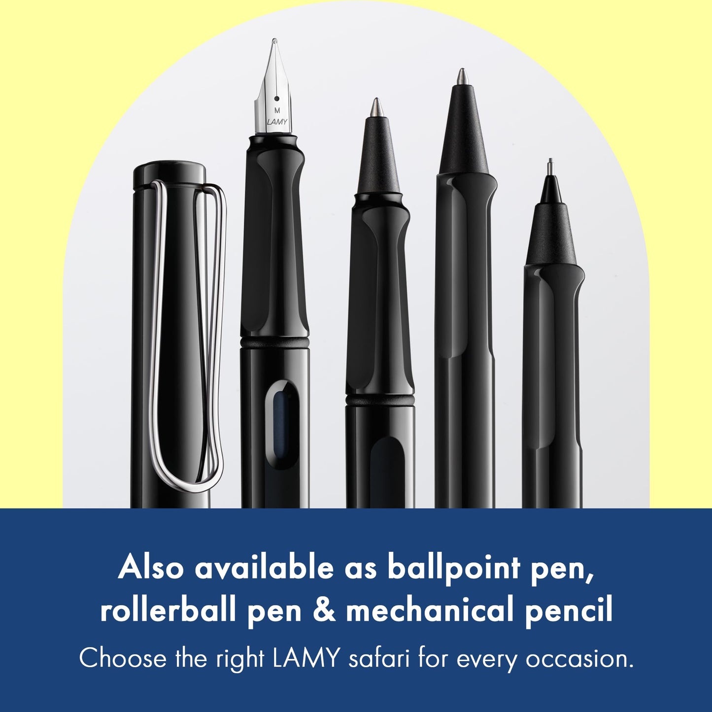 LAMY safari black - Fountain Pen with ergonomic grip & polished Left-Handed steel nib (LH) in size