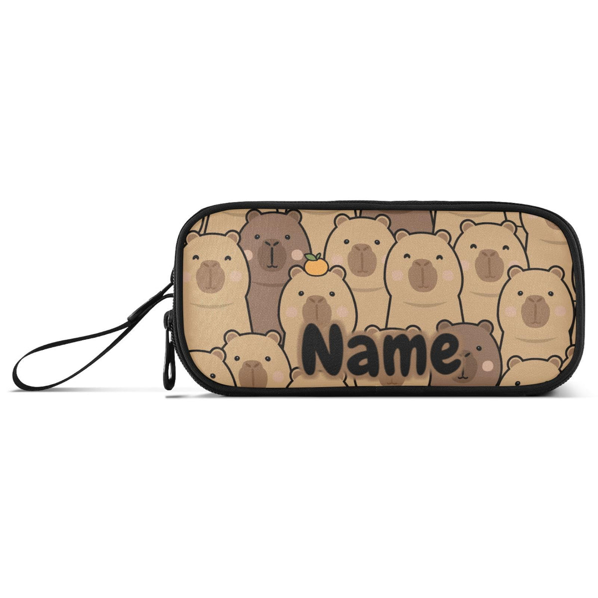 BOENLE Custom Cute Capybara with Orange Pencil Case Box Boys Girls Personalized Name Large Pencil