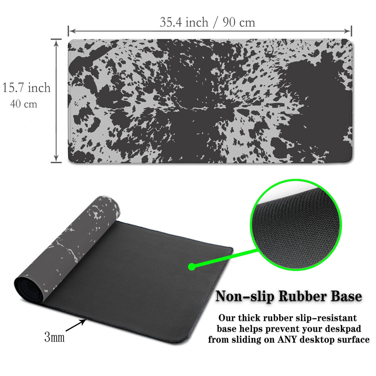 Samgula Big Mouse Pads Black Gaming Mousepad Computer Desk Mat Cute Desk Mat Non-Slip Rubber Base