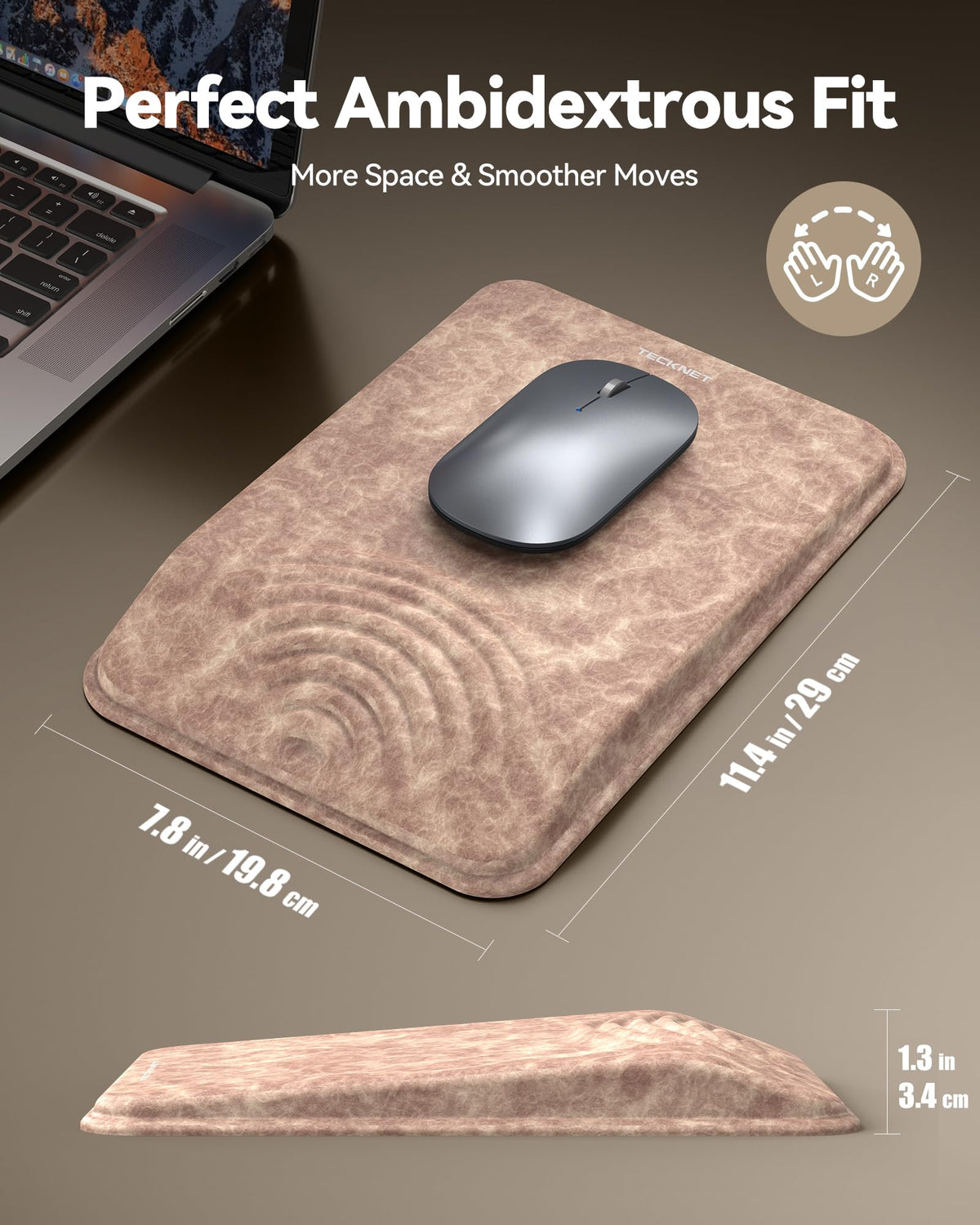 TECKNET Ergonomic Mouse Pad with Wrist Rest, All-Day Comfort & Pain Relief