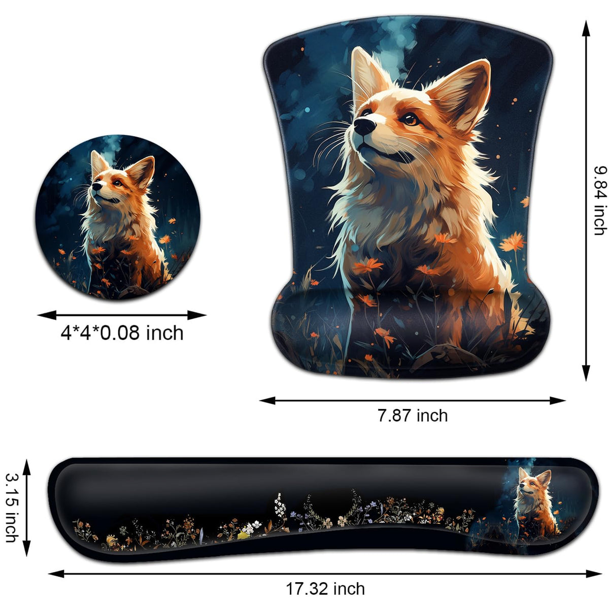 Keyboard Wrist Rest and Mouse Pad Wrist Support Set, Ergonomic Gel Mouse Pad Wrist Rest with