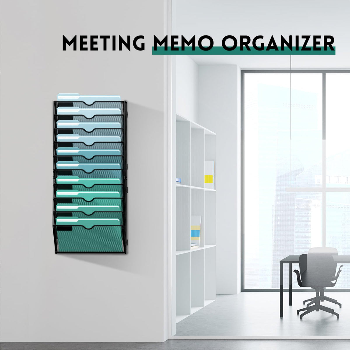 SUPEASY 10-Tier Wall File Organizer, Hanging Wall Files for Papers, Folders, Magazines, Wall