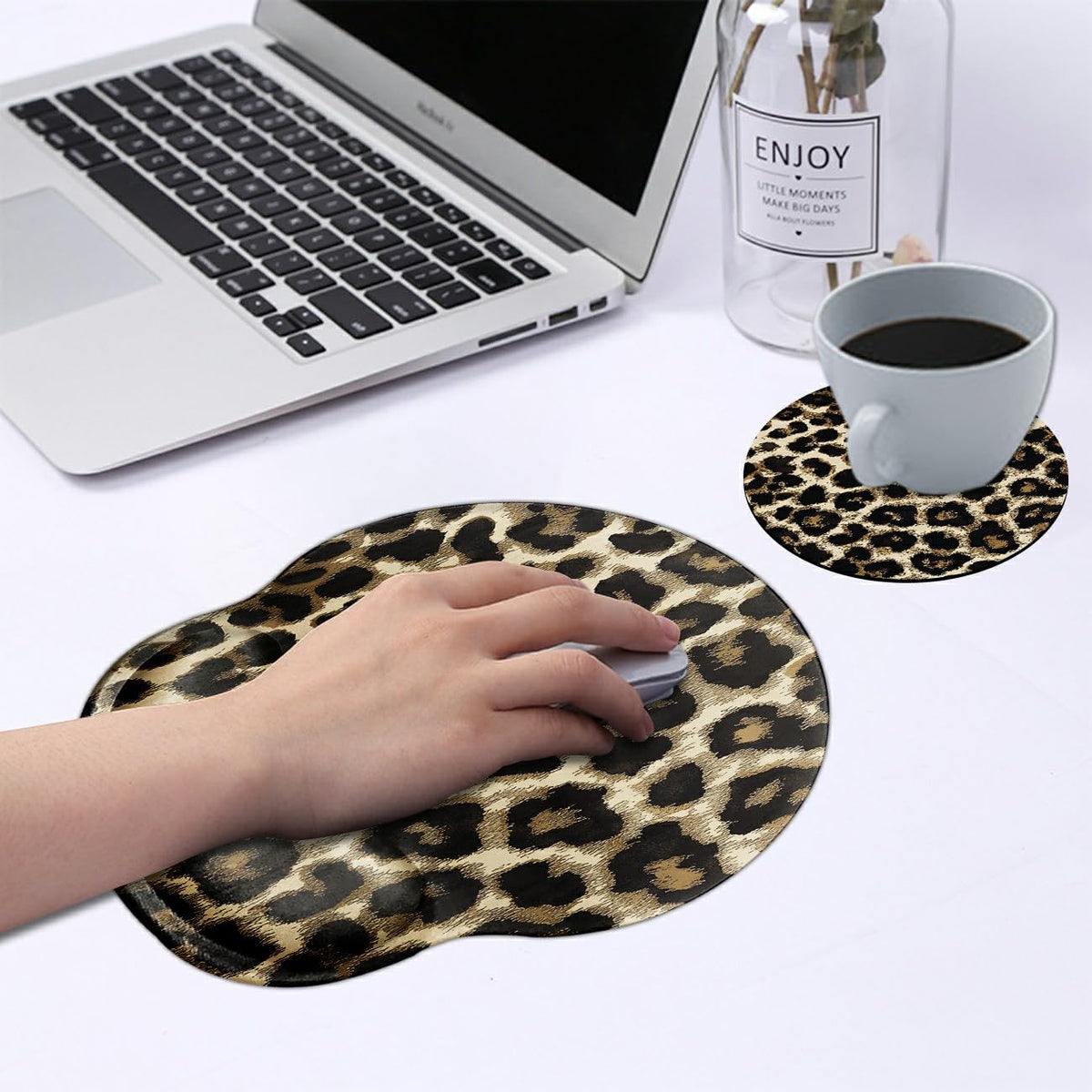 Gaming Mouse Pad with Wrist Support, Spsun Leopard Grain Pattern Custom Design Cute Mousepad,Pain