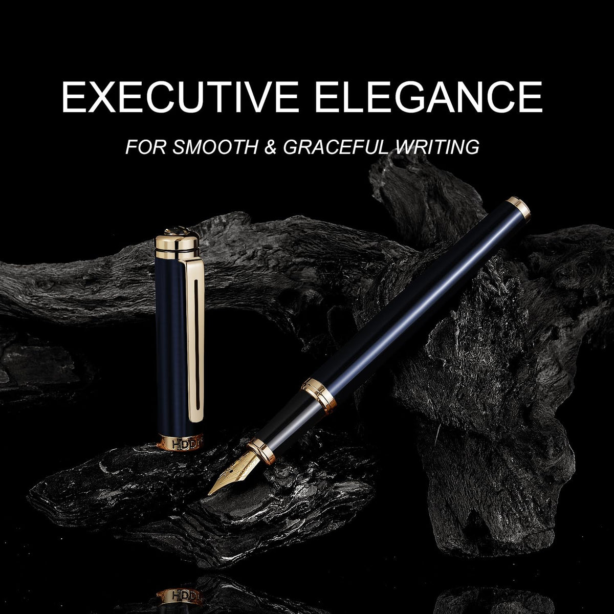 HDDNB Blue Luxury Fountain Pen Set for Men and Women with Gift Box, 24K Gold Finish and Gilded